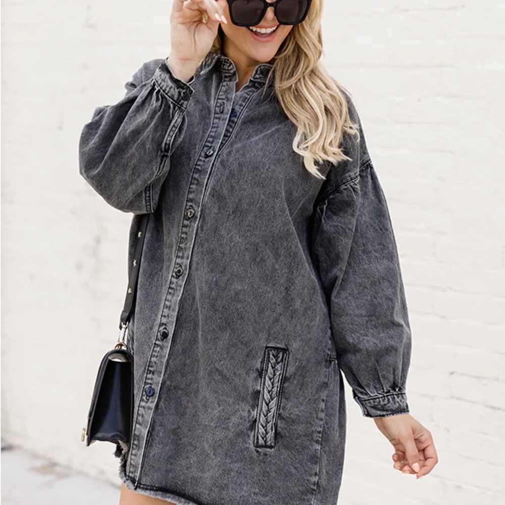 Pink Lily Gray Denim Mini Dress